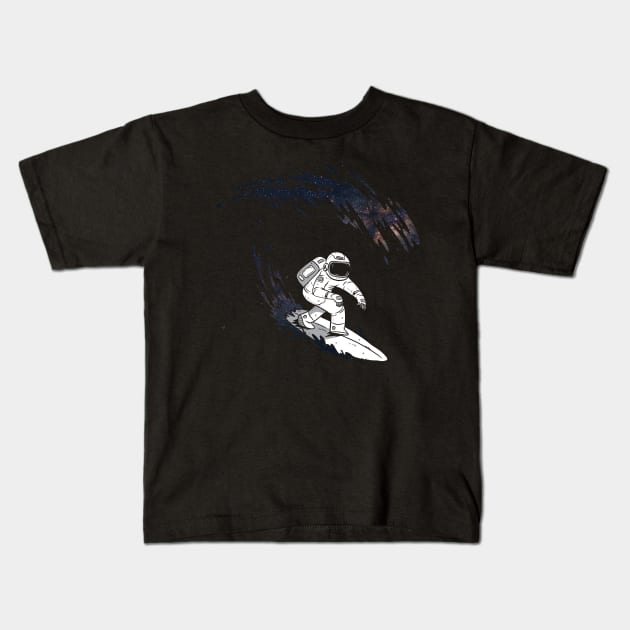 Astronaut Space Surfer Kids T-Shirt by UNDERGROUNDROOTS